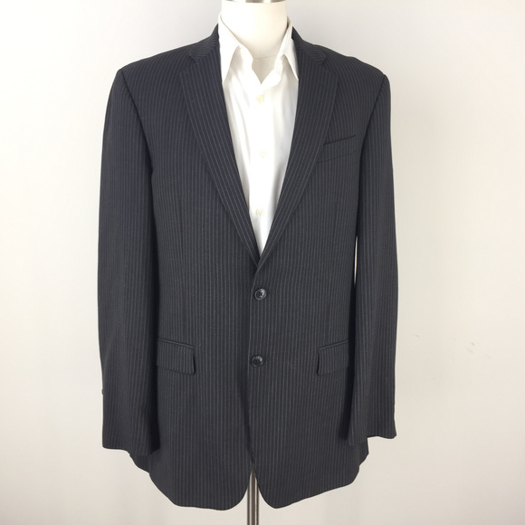 Kenneth Cole 39 L Charcoal Gray Pinstripe Suit